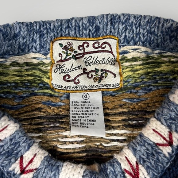 Vintage Heirloom Collectibles Sweater Cardigan Womens XL Harvest Rooster Knit - Picture 3 of 8
